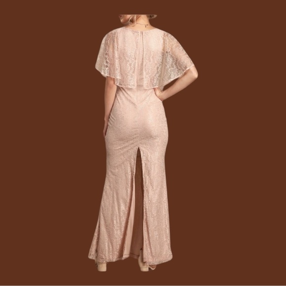 LULU'S SZ XL Bliss Delight Blush Pink Lace Flutter Sleeve Maxi Dress - Picture 2 of 9